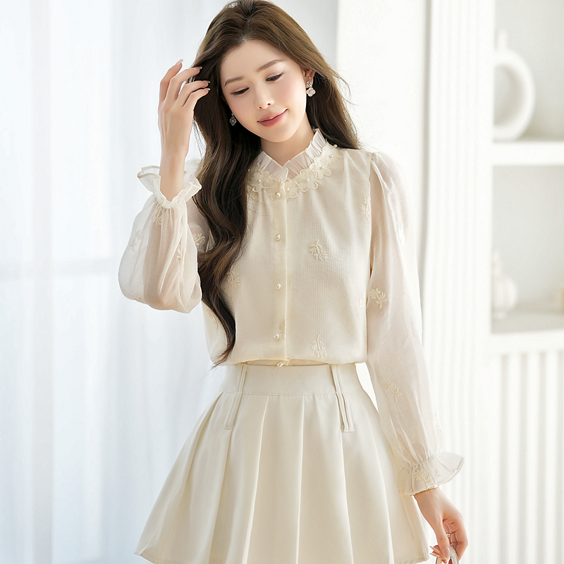 France style spring tops temperament chiffon shirt for women
