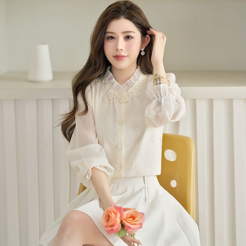 France style spring tops temperament chiffon shirt for women