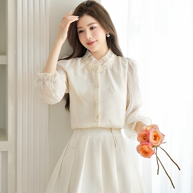 France style spring tops temperament chiffon shirt for women