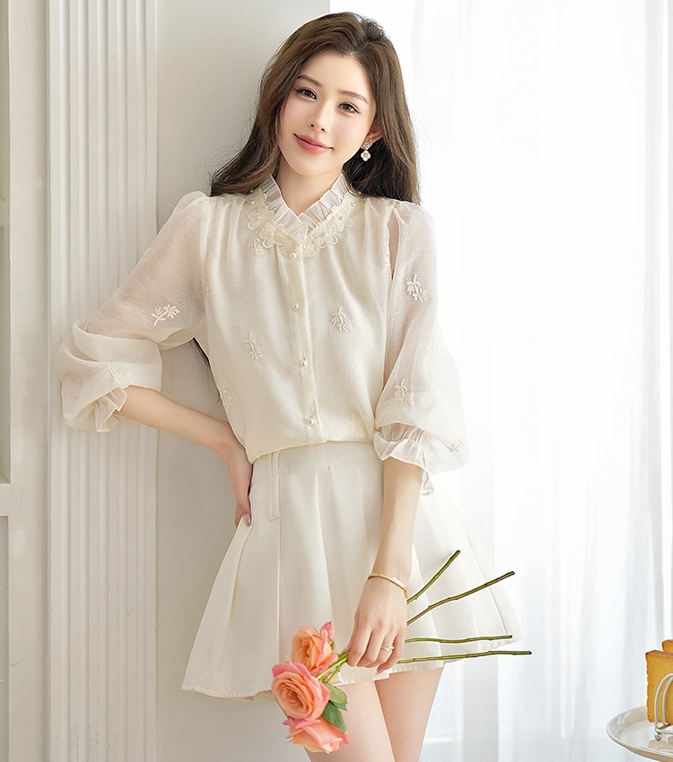 France style spring tops temperament chiffon shirt for women