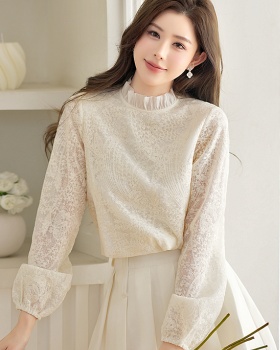 Apricot fungus collar tops spring T-shirt for women