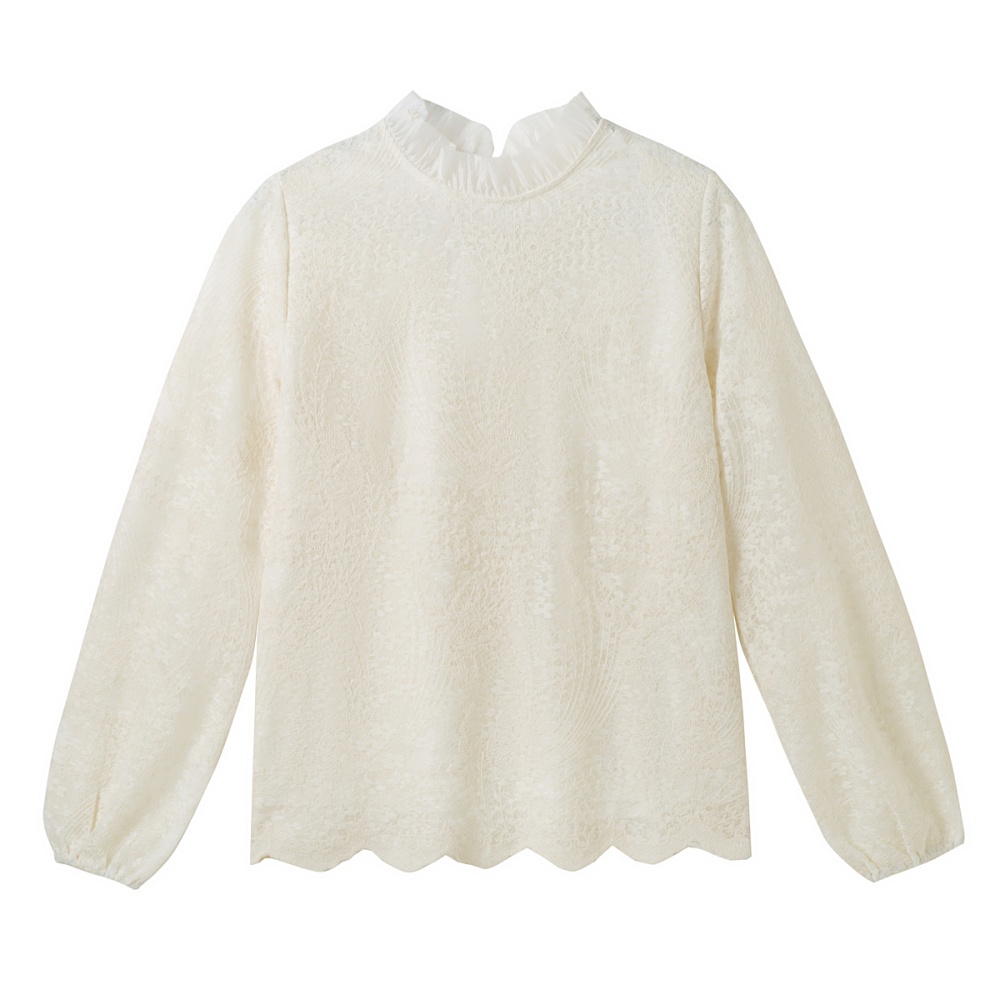 Apricot fungus collar tops spring T-shirt for women