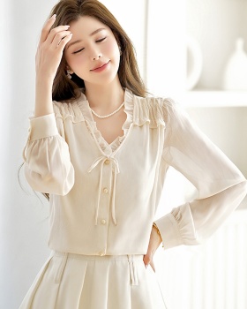 France style niche tops long sleeve spring shirt for women