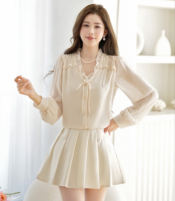 France style niche tops long sleeve spring shirt for women