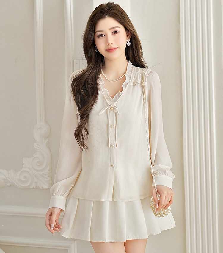 France style niche tops long sleeve spring shirt for women