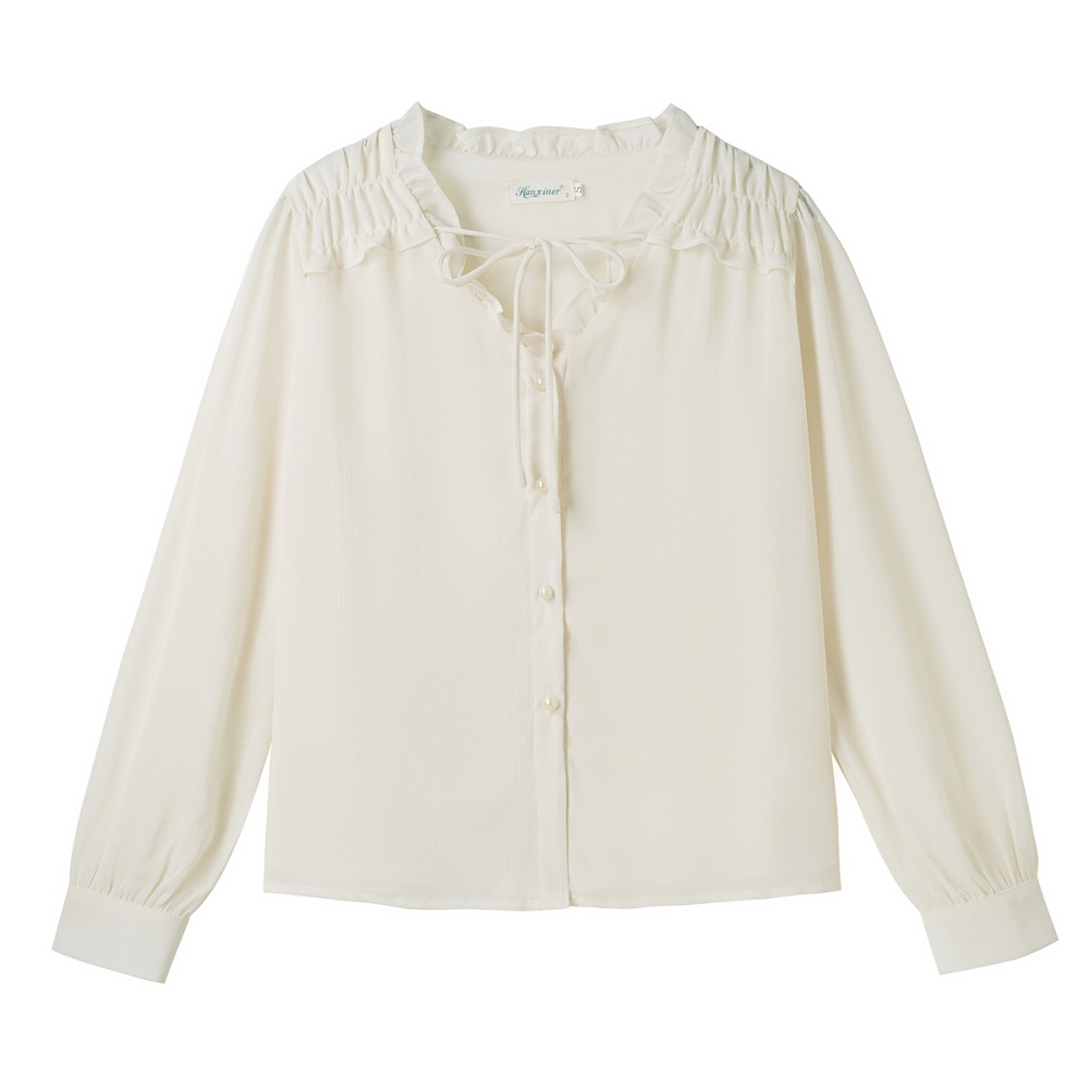 France style niche tops long sleeve spring shirt for women