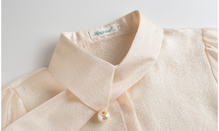 Drape temperament shirt long sleeve cstand collar tops for women