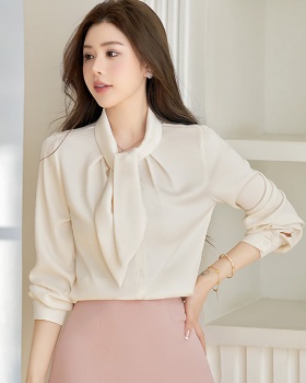 Streamer apricot shirt simple spring tops for women