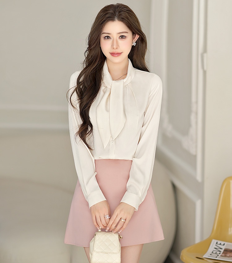 Streamer apricot shirt simple spring tops for women