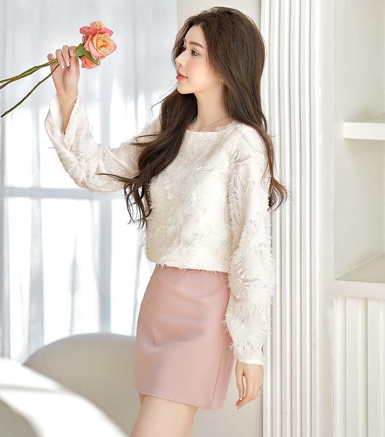 Spring trumpet sleeves elegant jacquard tops