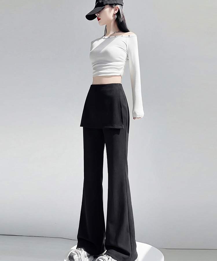 Pseudo-two thin business suit slim micro speaker flare pants