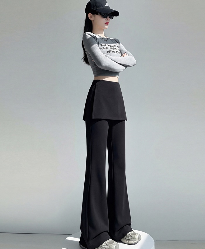 Pseudo-two thin business suit slim micro speaker flare pants