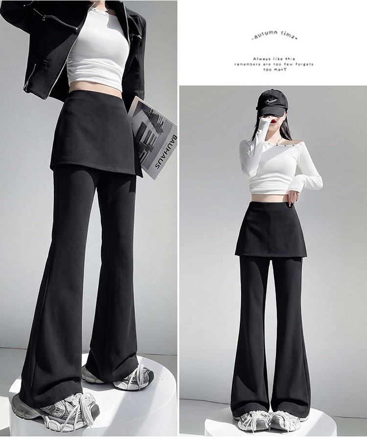 Pseudo-two thin business suit slim micro speaker flare pants