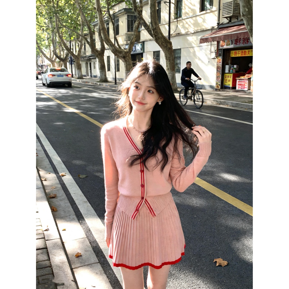 Autumn and winter cardigan sweater 2pcs set for women