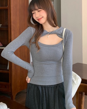 Slim gray T-shirt spicegirl bottoming shirt for women
