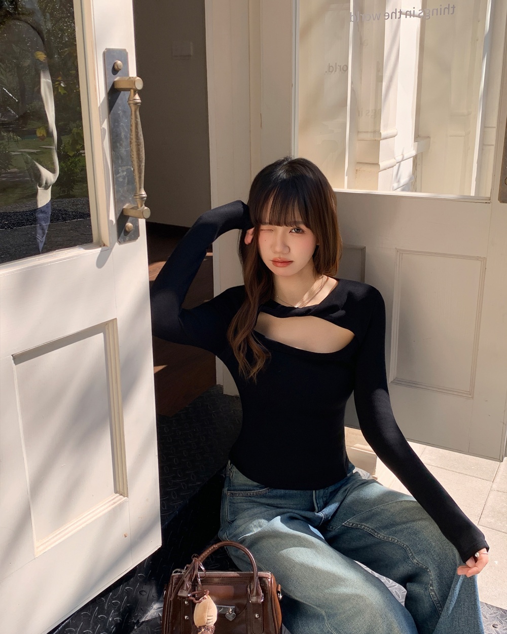 Slim gray T-shirt spicegirl bottoming shirt for women