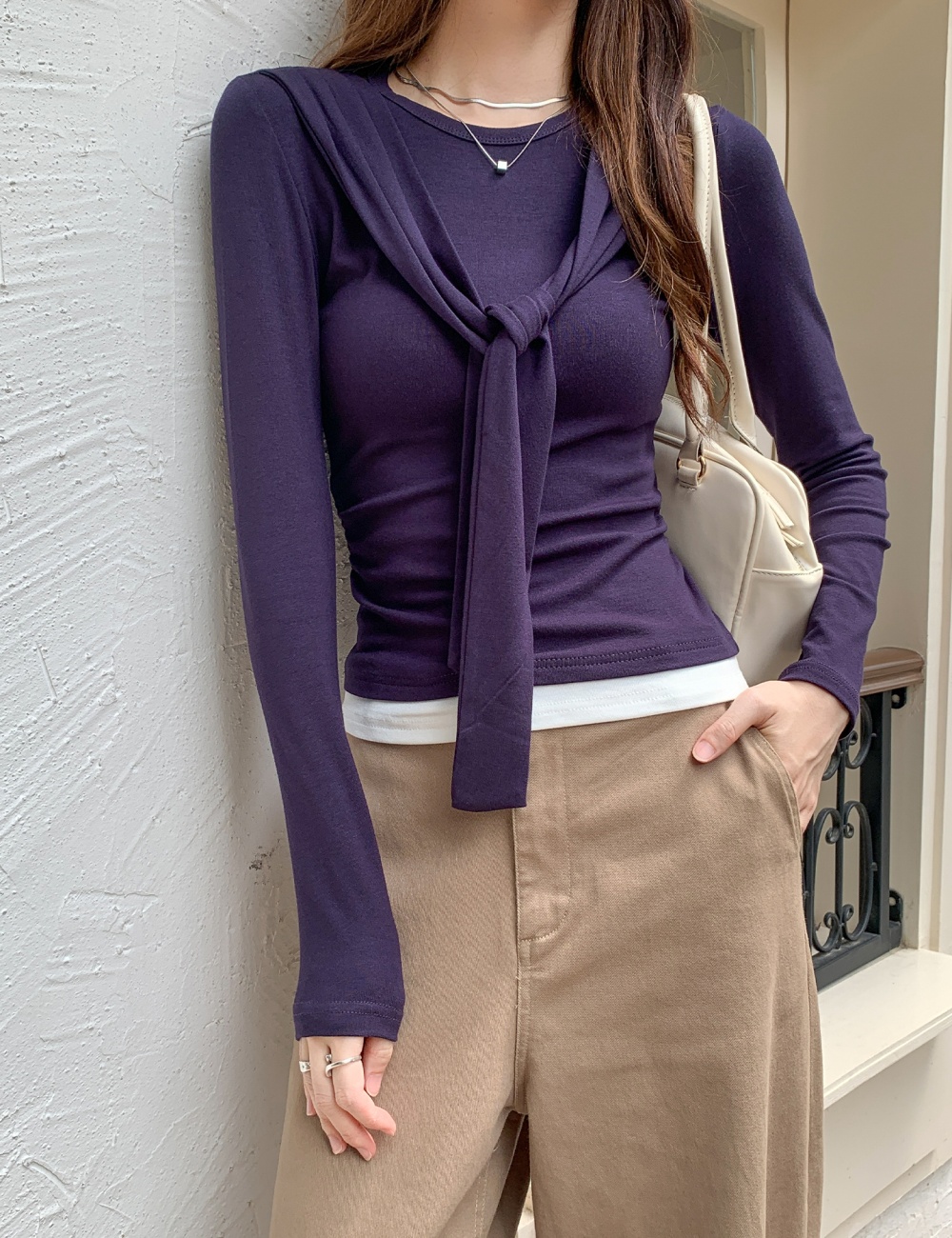 Spring T-shirt Korean style shawl for women