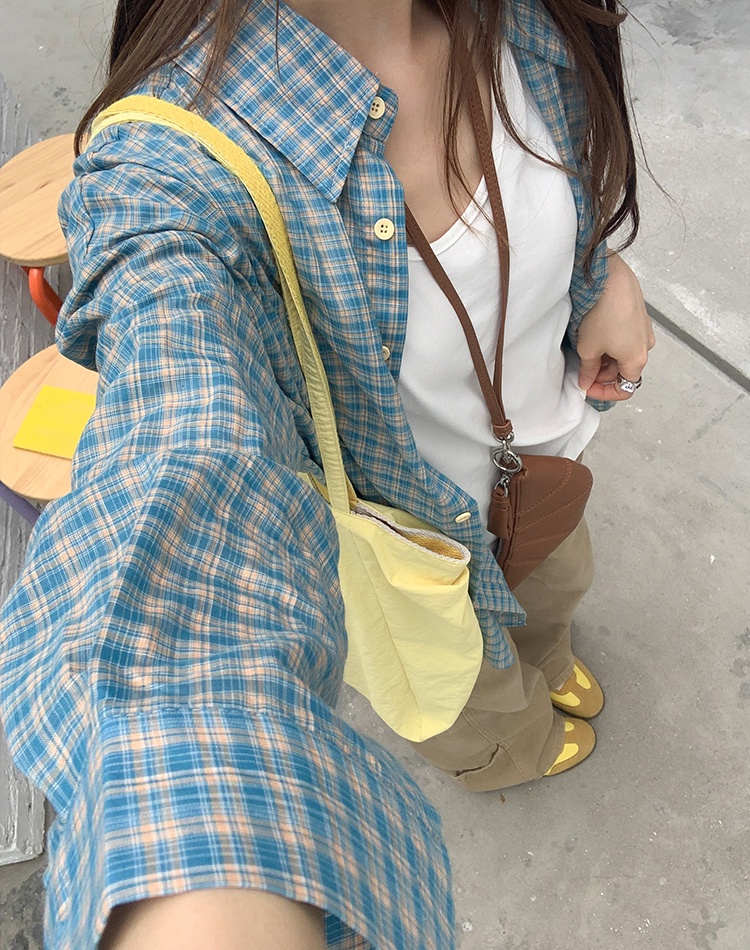 Plaid thin retro coat spring sunscreen tops for women