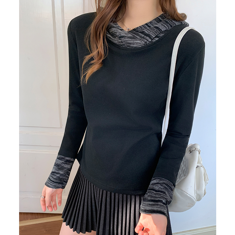 Pseudo-two bottoming shirt T-shirt for women