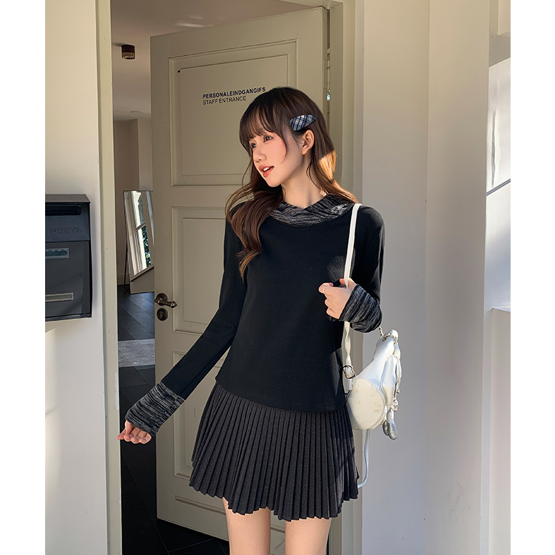 Pseudo-two bottoming shirt T-shirt for women