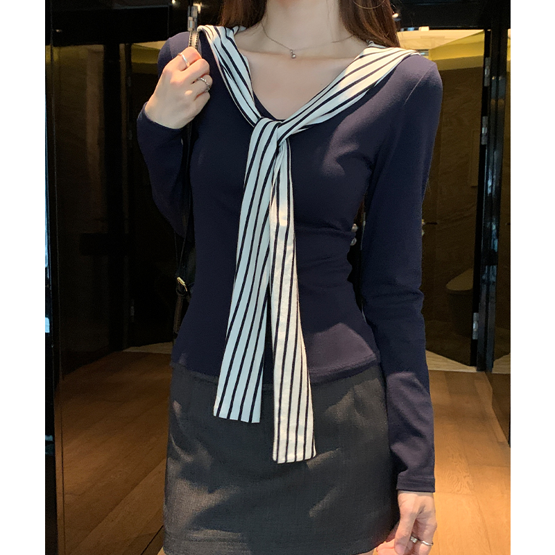 Long sleeve slim T-shirt spring tops for women