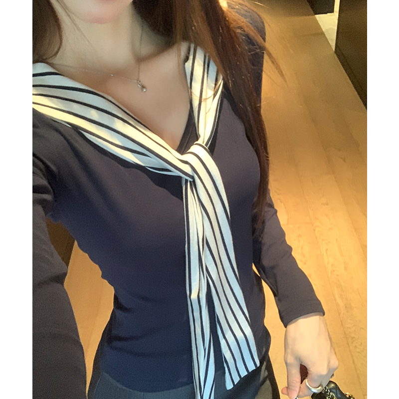 Long sleeve slim T-shirt spring tops for women