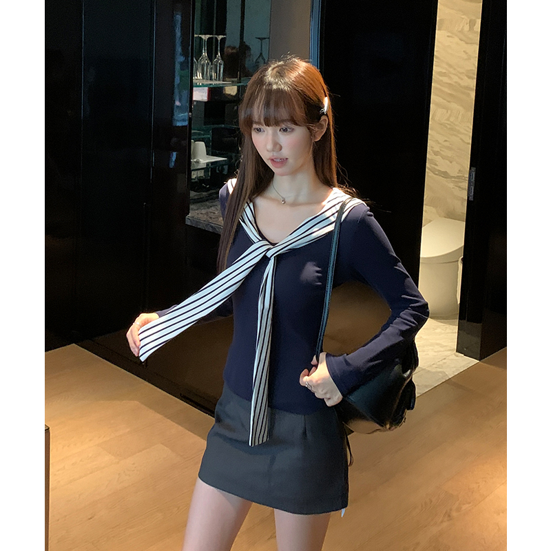 Long sleeve slim T-shirt spring tops for women