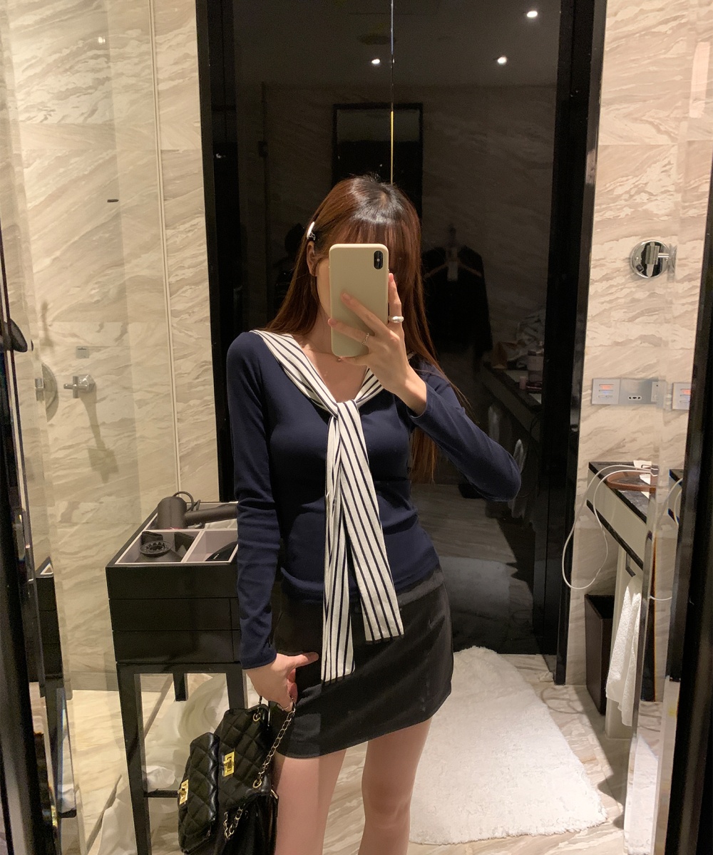 Long sleeve slim T-shirt spring tops for women