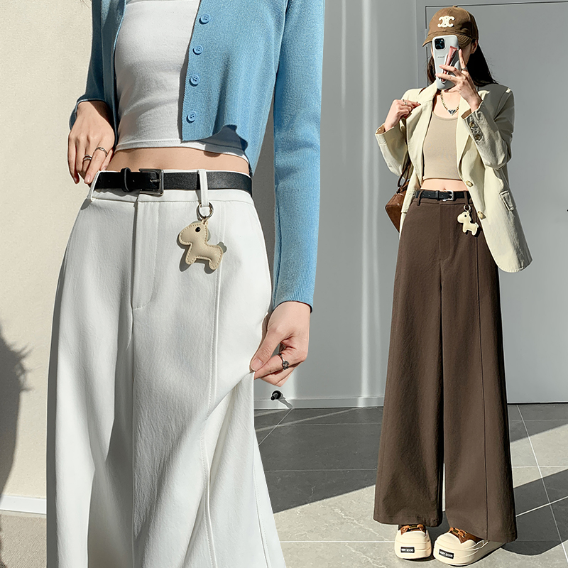Slim washed casual pants cotton wide leg pants for women
