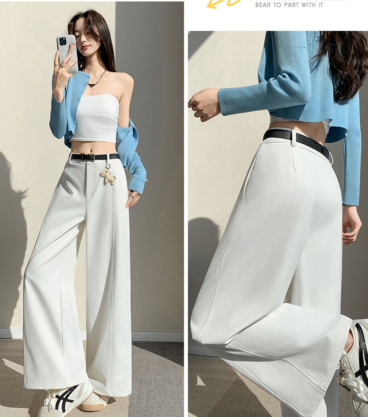 Slim washed casual pants cotton wide leg pants for women