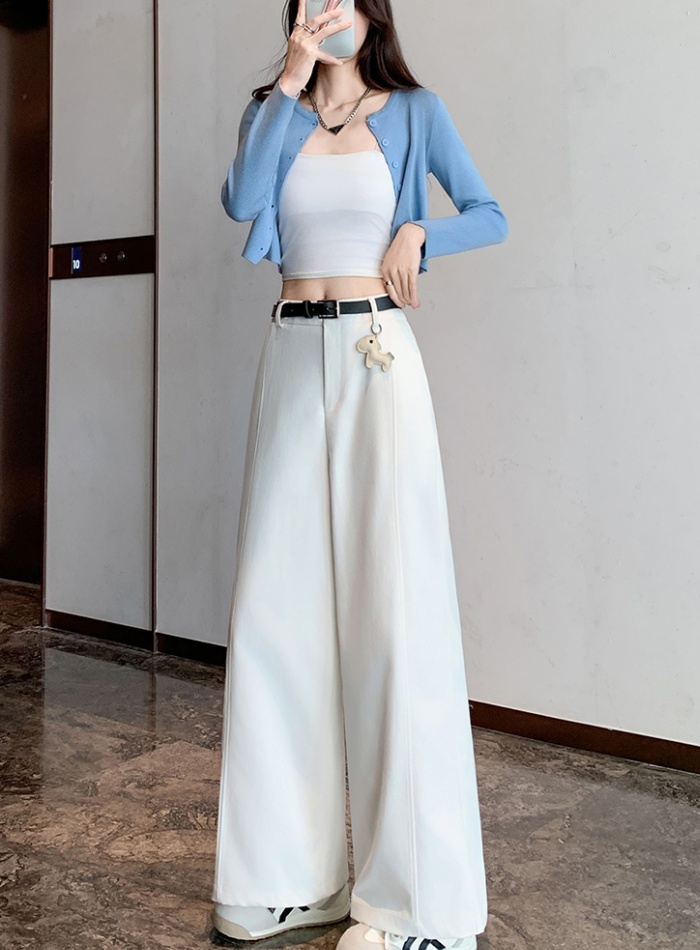 Slim washed casual pants cotton wide leg pants for women