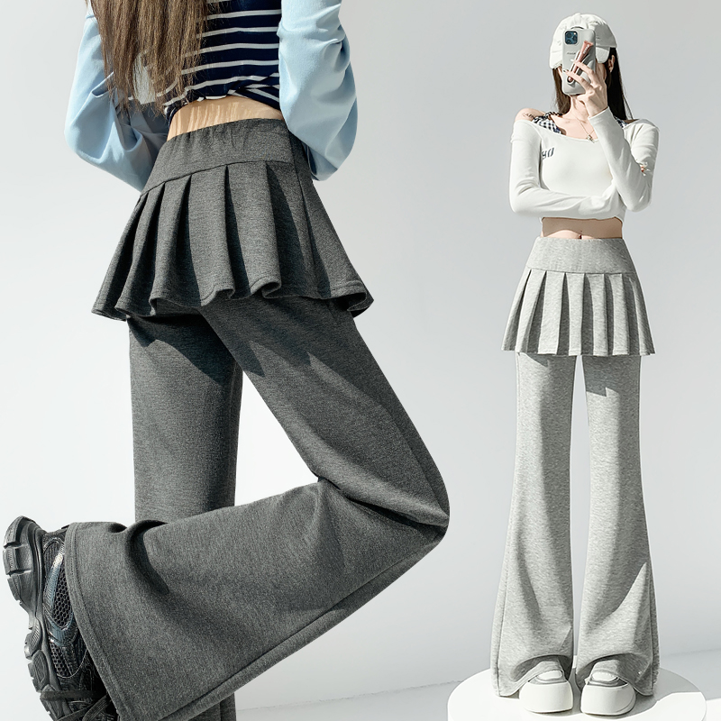 Micro speaker high waist pants pleated flare pants for women