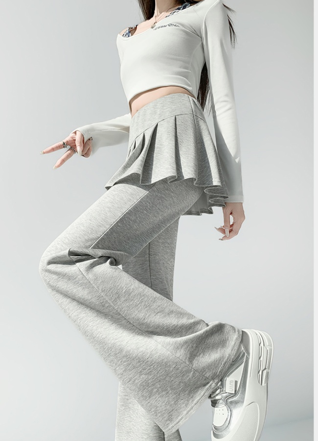 Micro speaker high waist pants pleated flare pants for women