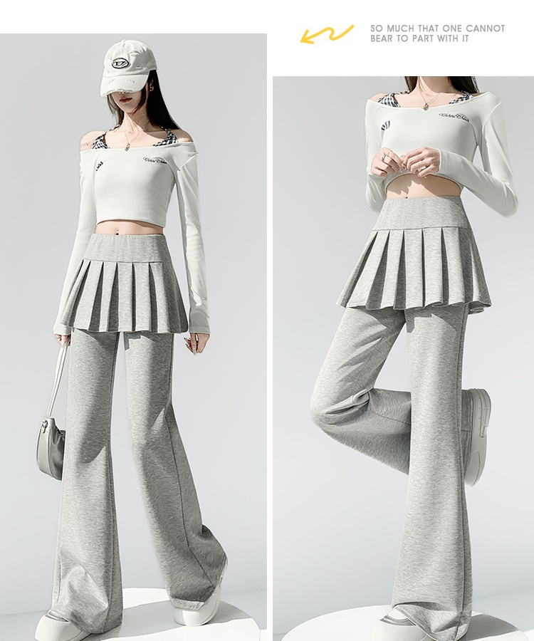 Micro speaker high waist pants pleated flare pants for women