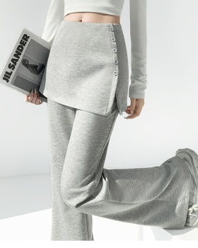 Casual slim cotton pants Pseudo-two spring flare pants for women