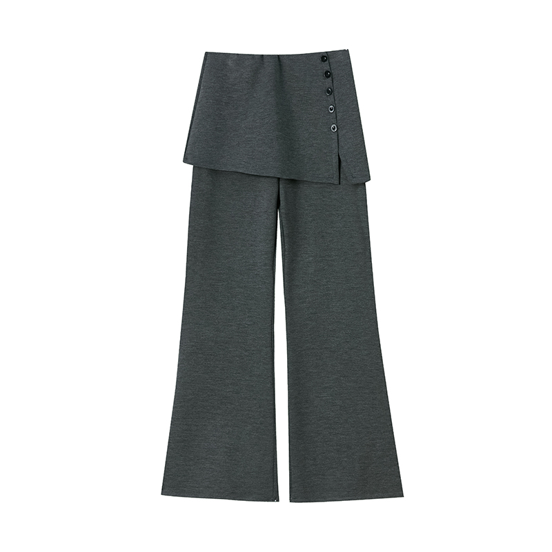 Casual slim cotton pants Pseudo-two spring flare pants for women