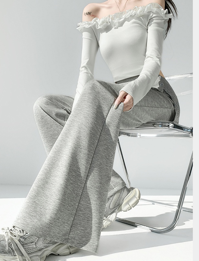 Casual slim cotton pants Pseudo-two spring flare pants for women