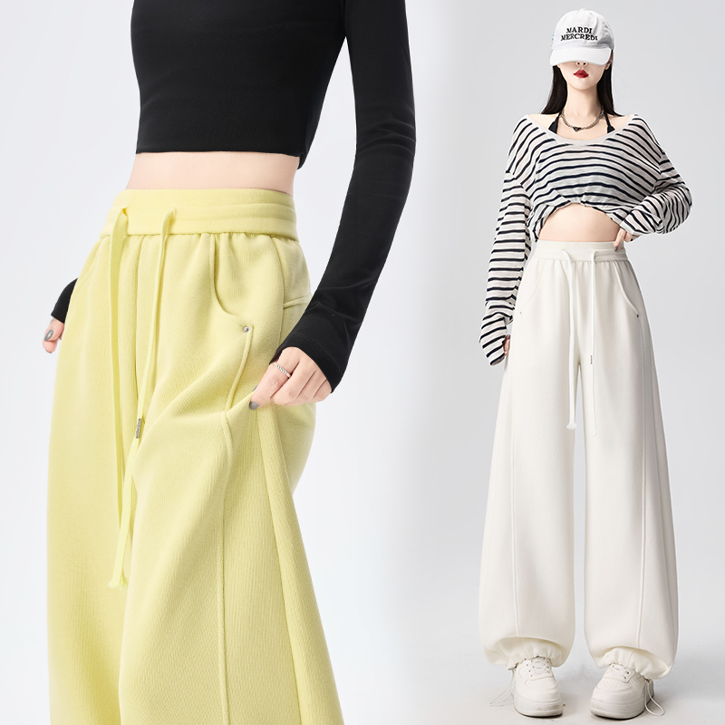 Slim loose sweatpants spring sports wide leg pants for women