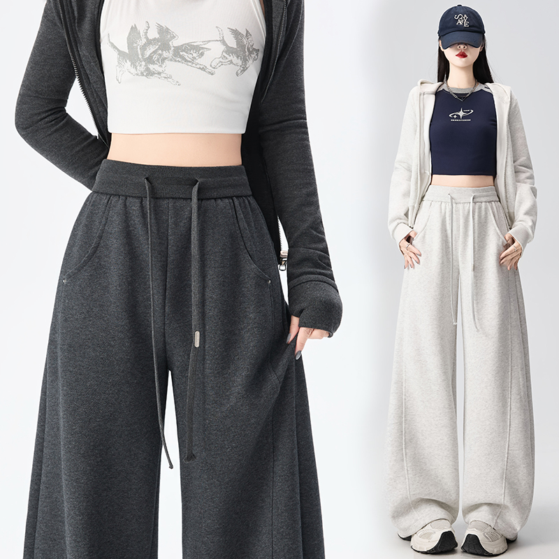 Slim loose sweatpants spring sports wide leg pants for women