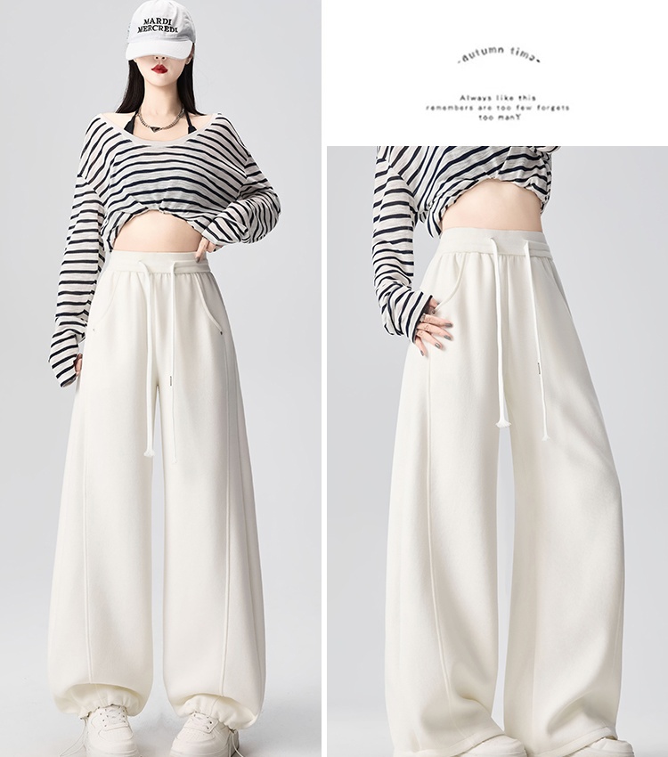 Slim loose sweatpants spring sports wide leg pants for women