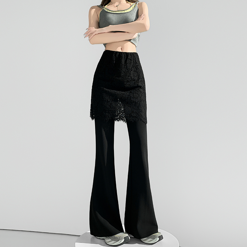 Lace flare pants high elastic pants for women