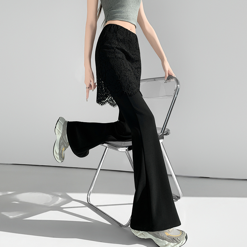 Lace flare pants high elastic pants for women