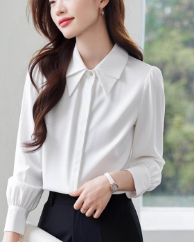 Satin light spring shirt white inside the ride tops for women