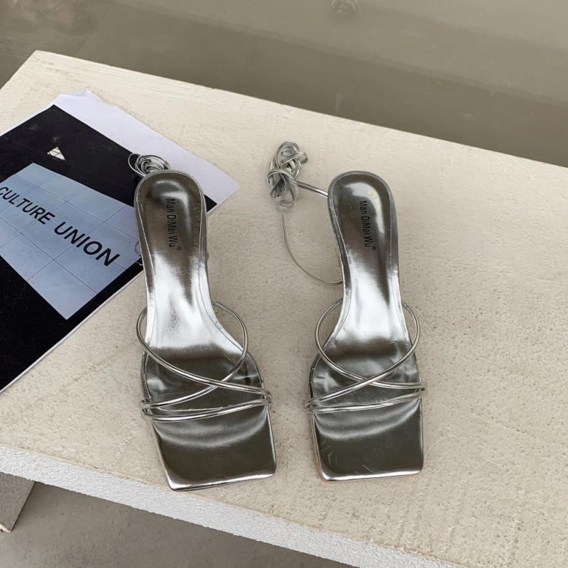 Square head bandage fine-root European style sandals