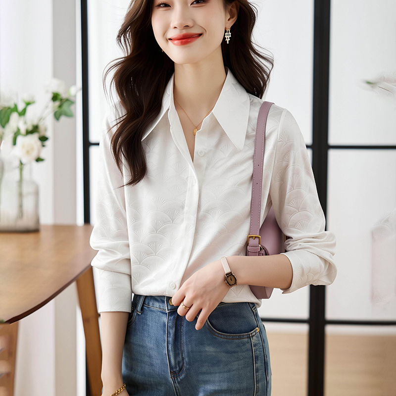 Satin France style shirt Western style tops for women