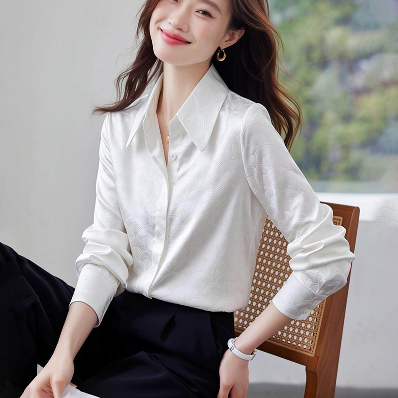 Satin France style shirt Western style tops for women