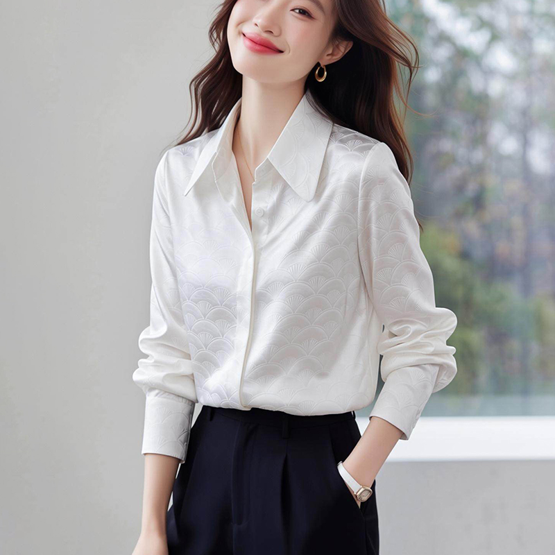 Satin France style shirt Western style tops for women