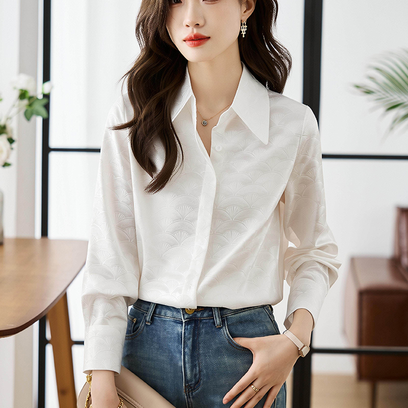 Satin France style shirt Western style tops for women