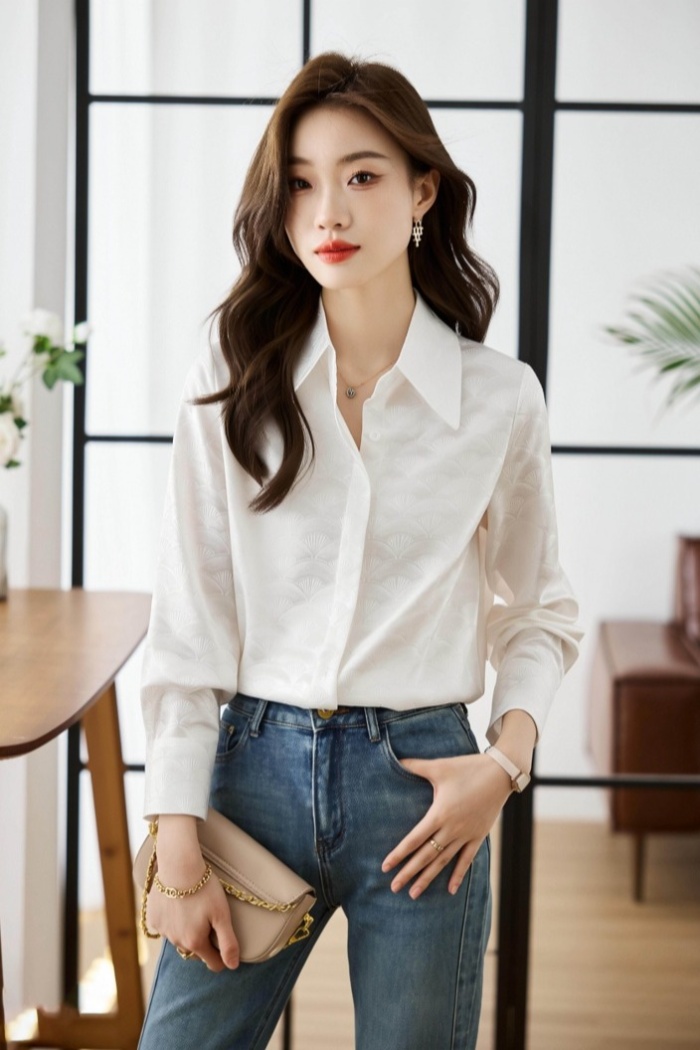 Satin France style shirt Western style tops for women