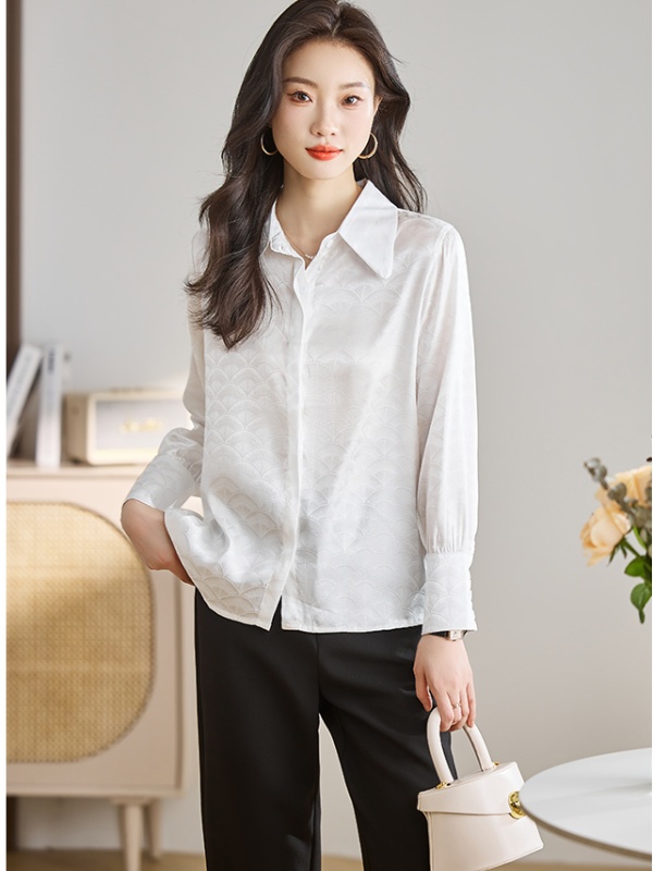 Satin France style shirt Western style tops for women